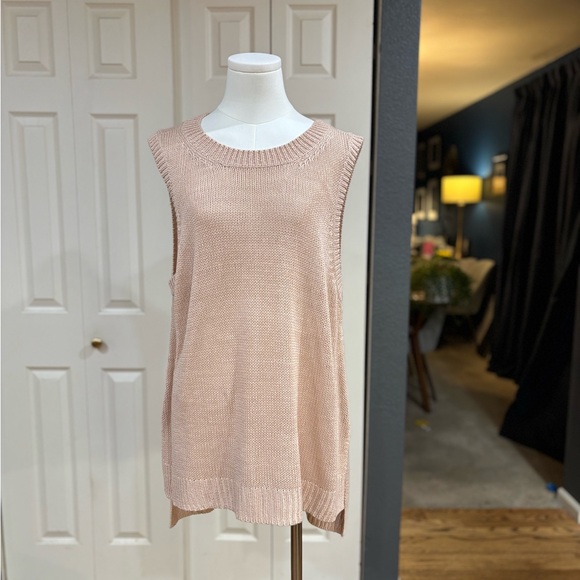 H&M Crew Neck Sweater Vest, blush pink, tunic-style - Picture 1 of 3